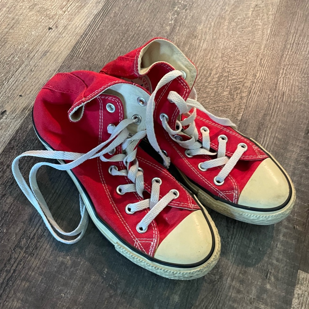 Converse Red and White High-Top Sneakers